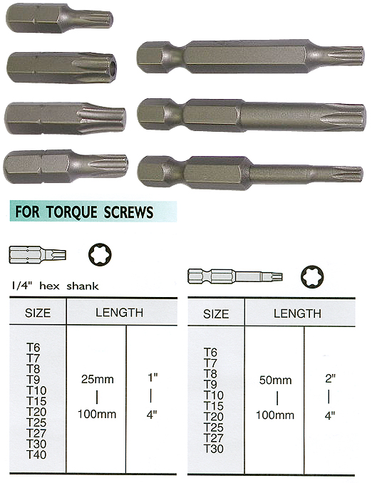 Star Shape Bits Insert / Long / Tamper / Torsion Bits